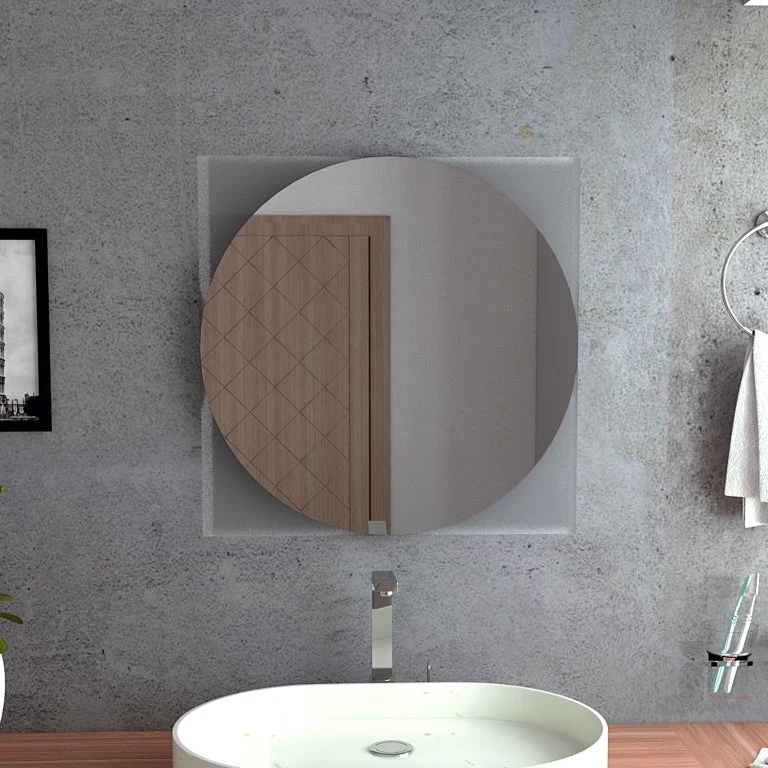 Espejo Salermo, Gris, con forma ovalada y esquinas cuadradas Tuhome Furniture