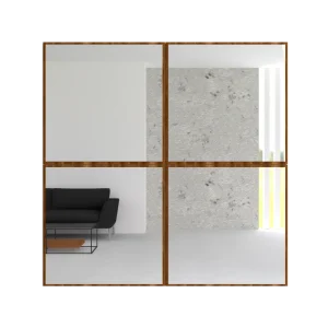 Espejo Sibari, con forma cuadrada y marco de madera Tuhome Furniture