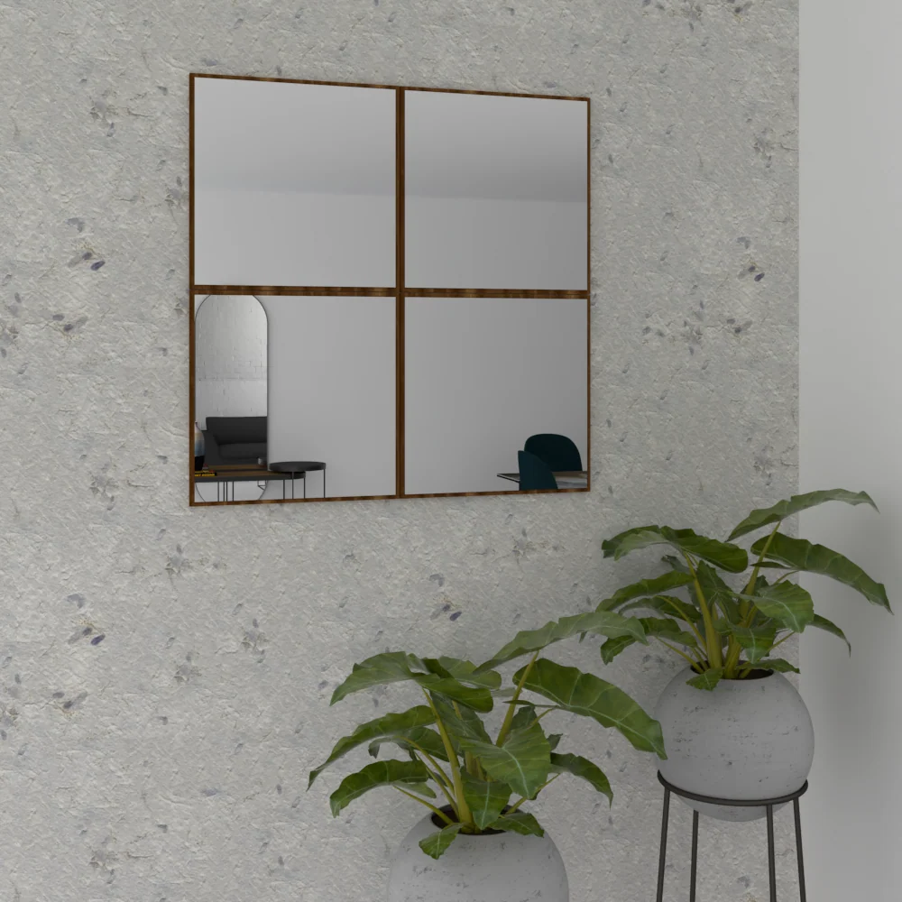 Espejo Sibari, con forma cuadrada y marco de madera Tuhome Furniture