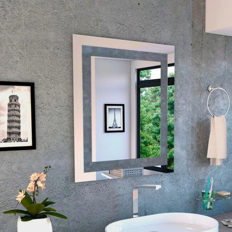 Espejo Torino, Gris, con marco interno en sandblasting Tuhome Furniture