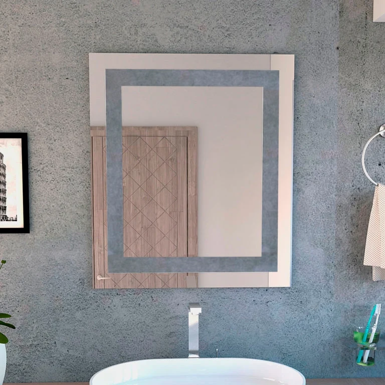 Espejo Torino, Gris, con marco interno en sandblasting Tuhome Furniture