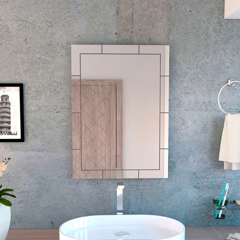 Espejo Turin, Grism con bordes de líneas pequeñas Tuhome Furniture