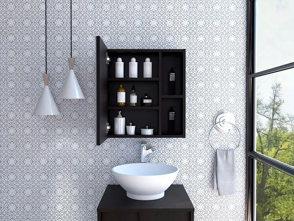 Gabinete de Baño Labell, Wengue, con Puerta y Entrepaños Tuhome Furniture