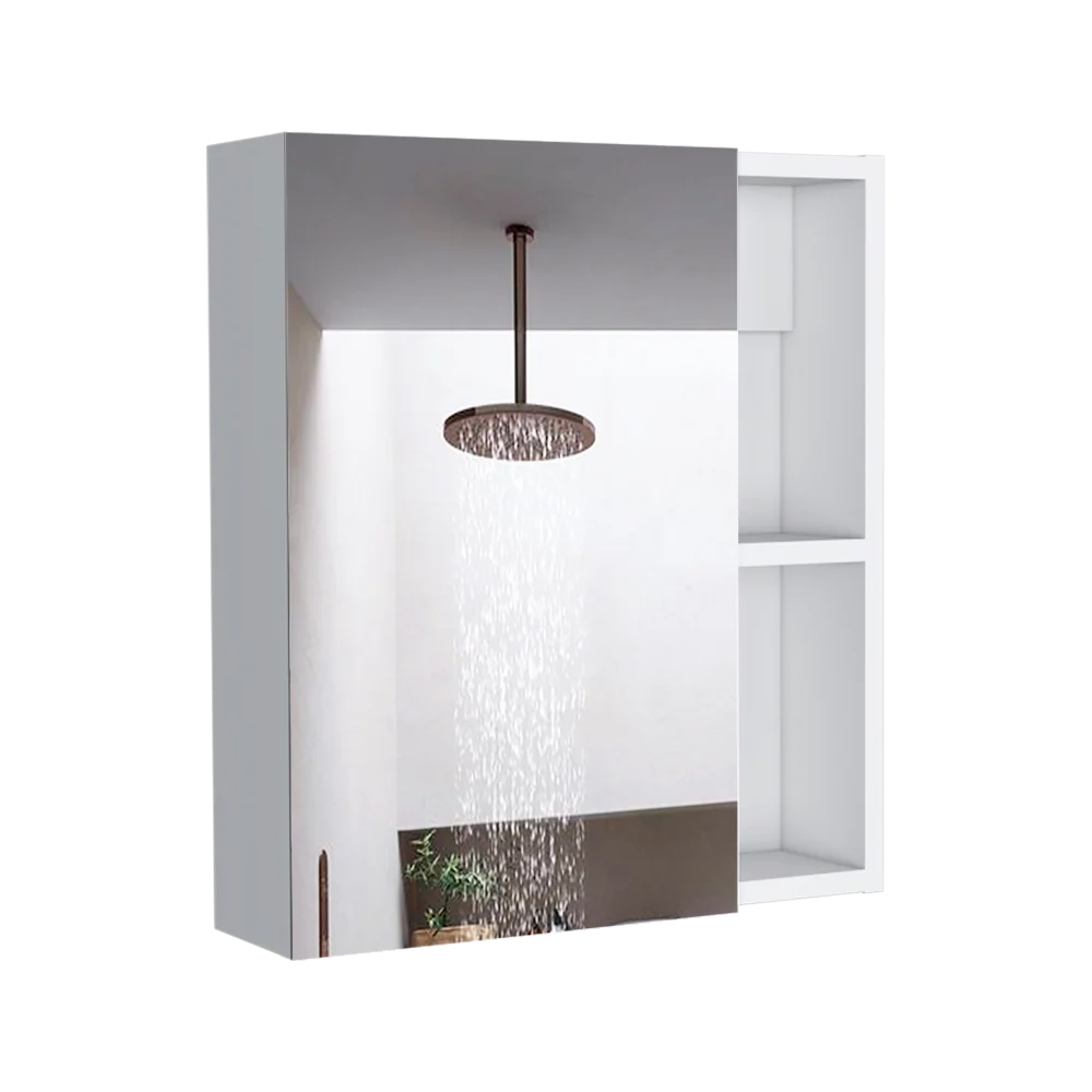 Gabinete de Baño Manchester, Blanco, con puerta espejo y varios entrepaños Tuhome Furniture