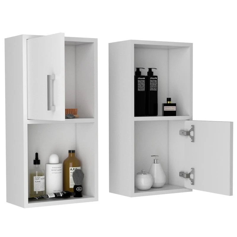 Mueble Auxiliar Bath, Blanco, con puertas batientes y entrepaños, en dos unidades Tuhome Furniture