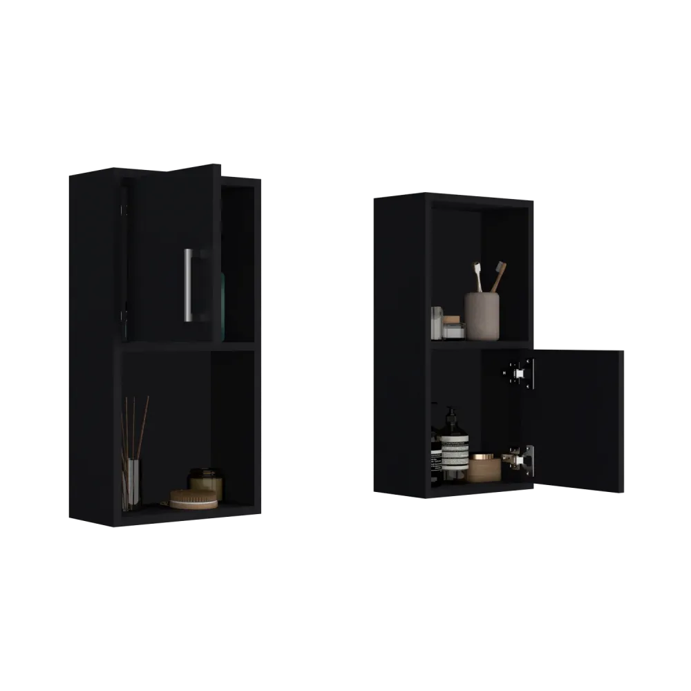 Mueble Auxiliar Bath X2, Wengue, con puerta batiente y variedad de entrepaños para colocar objetos de aseo Tuhome Furniture
