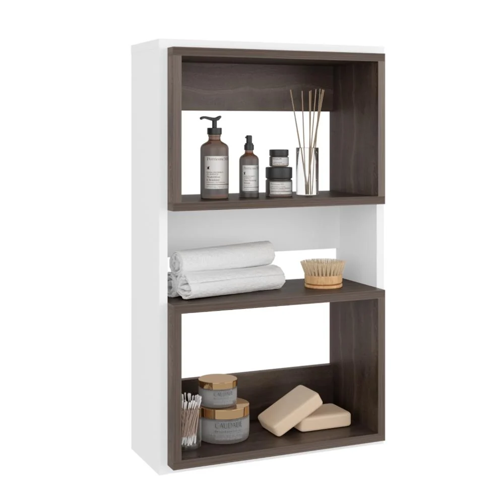 Mueble Auxiliar Muro Baño Eco, Blanco y Milan, con superficies para ubicar objetos Tuhome Furniture