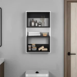 Mueble Auxiliar Muro Baño Eco, Blanco Duqueza y Wengue, con superficies para ubicar objetos Tuhome Furniture