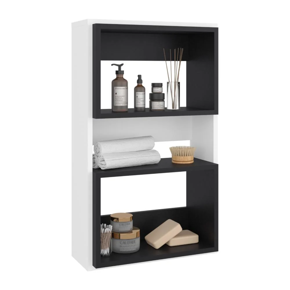 Mueble Auxiliar Muro Baño Eco, Blanco Duqueza y Wengue, con superficies para ubicar objetos Tuhome Furniture