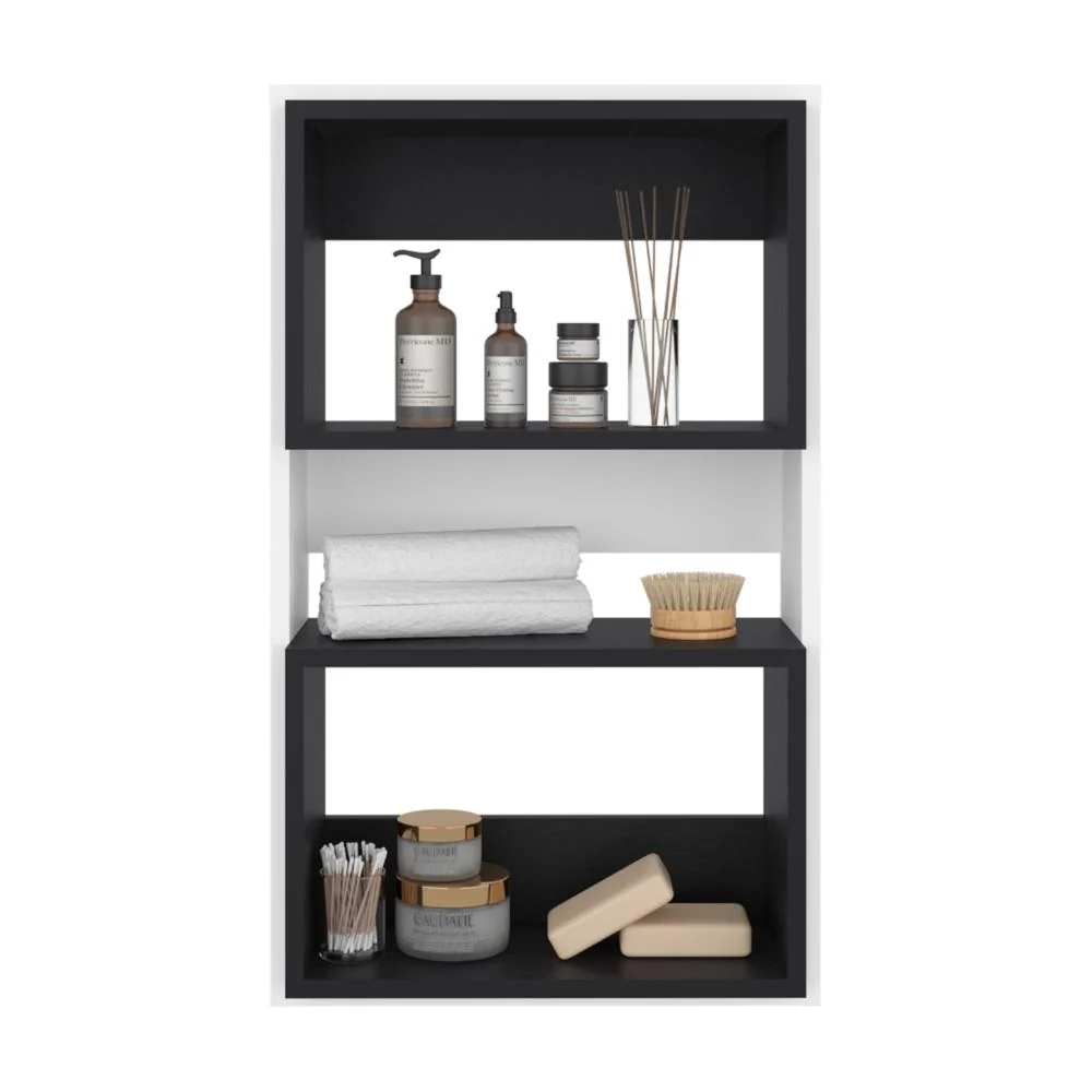 Mueble Auxiliar Muro Baño Eco, Blanco Duqueza y Wengue, con superficies para ubicar objetos Tuhome Furniture