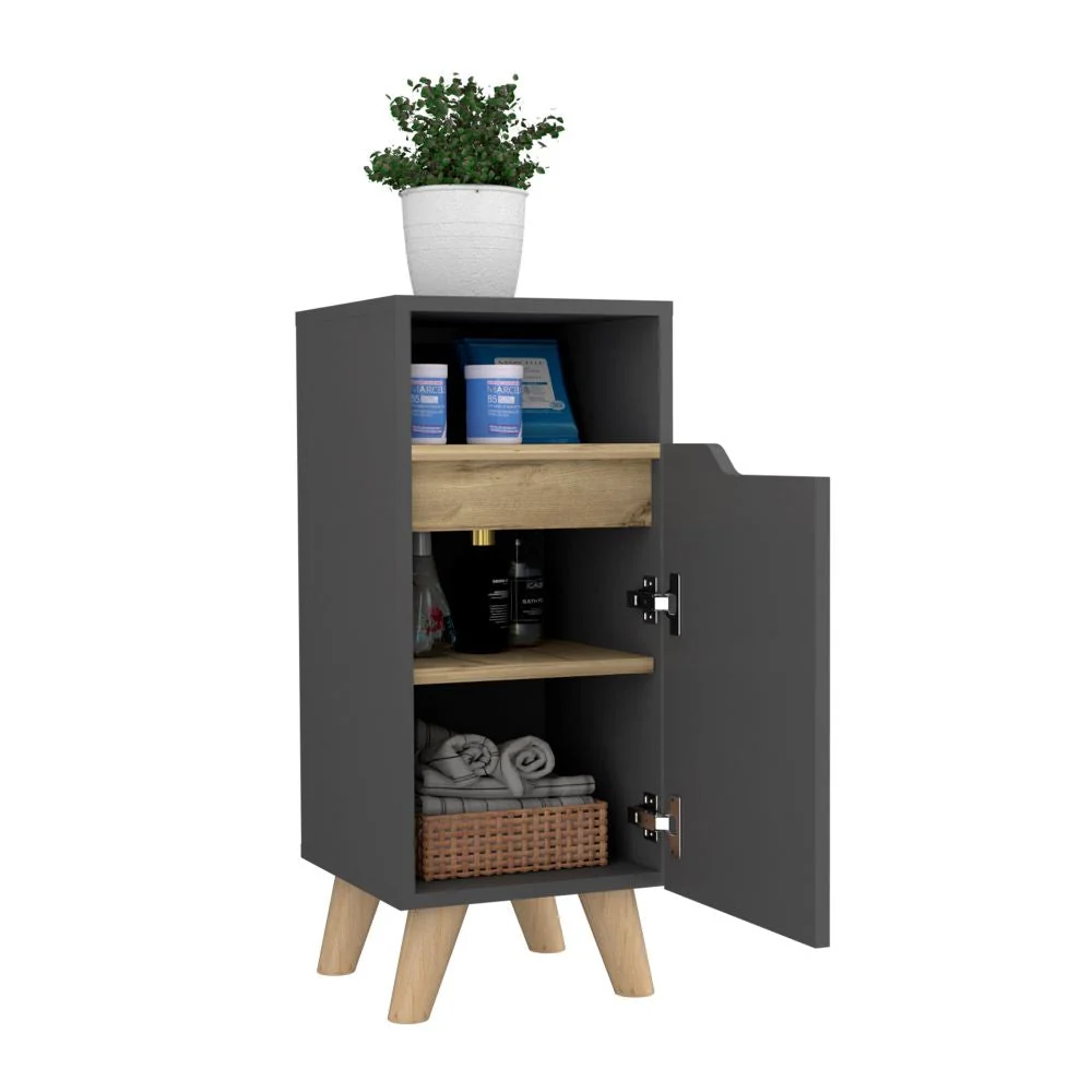 Mueble Auxiliar para Baño Laurent, Plomo y Duna, con una puerta batiente y patas de madera Tuhome Furniture