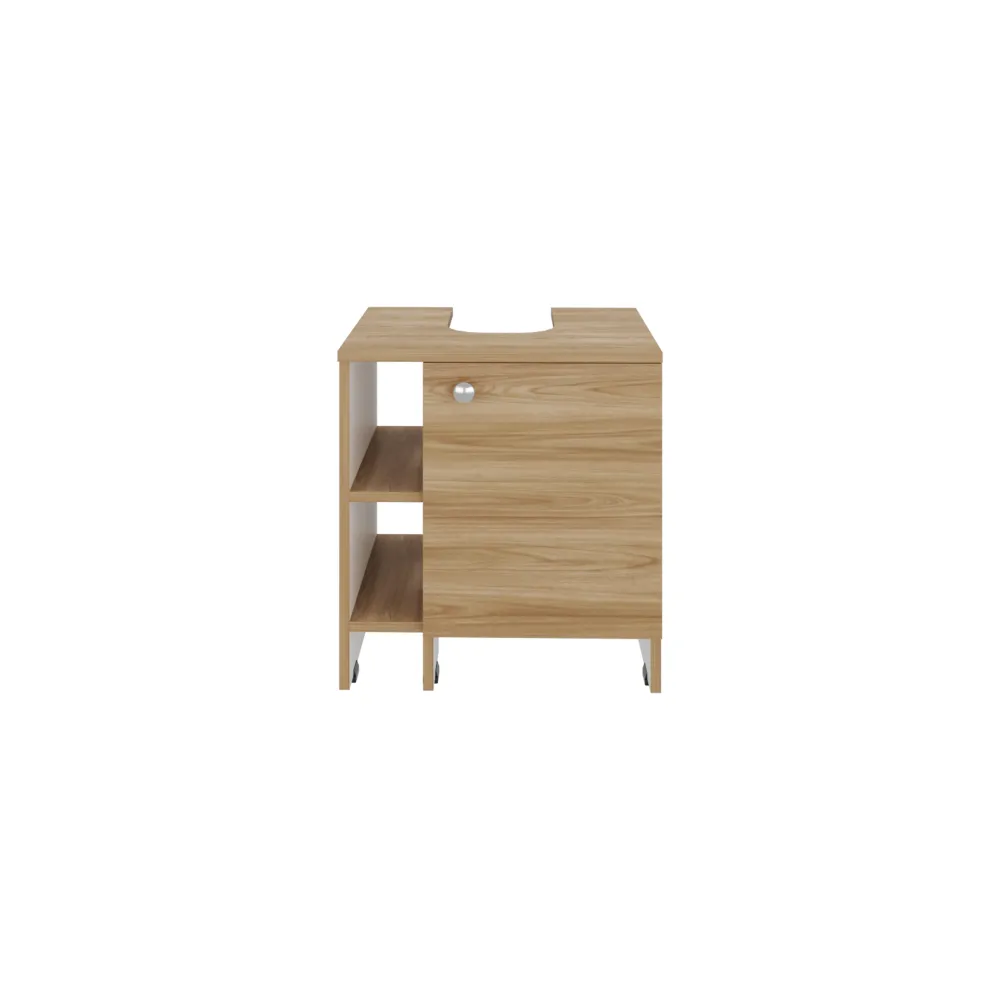 Mueble De Baño Una Puerta, Color Fresno Y Blanco Tuhome Furniture
