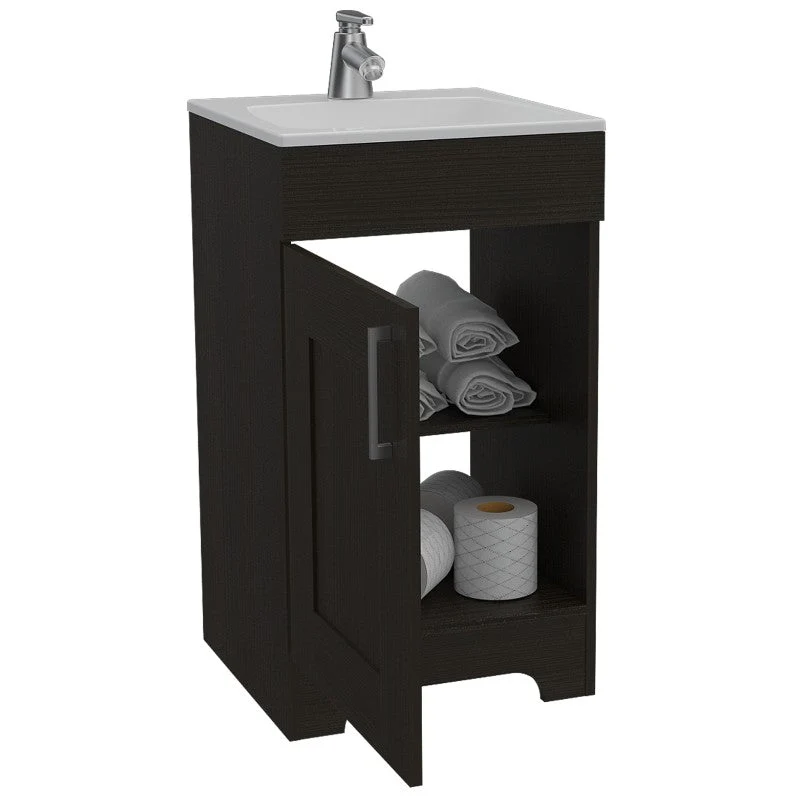 Mueble de Lavamanos Barcelona, Wengue, con una puerta batiente y dos entrepaños de amplio espacio Tuhome Furniture
