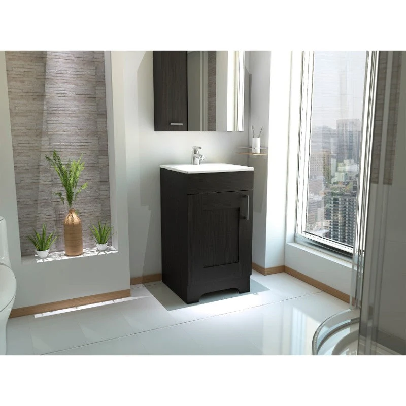 Mueble de Lavamanos Barcelona, Wengue, con una puerta batiente y dos entrepaños de amplio espacio Tuhome Furniture