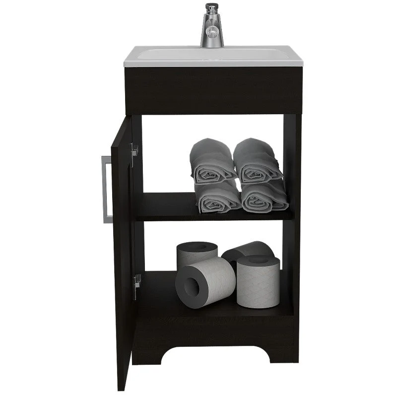 Mueble de Lavamanos Barcelona, Wengue, con una puerta batiente y dos entrepaños de amplio espacio Tuhome Furniture
