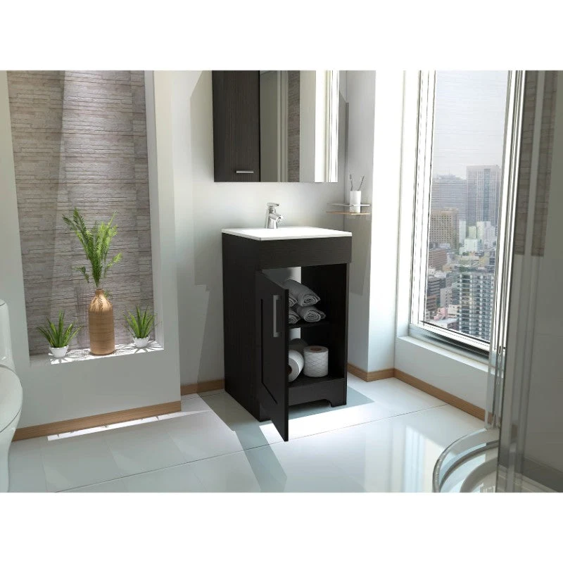 Mueble de Lavamanos Barcelona, Wengue, con una puerta batiente y dos entrepaños de amplio espacio Tuhome Furniture