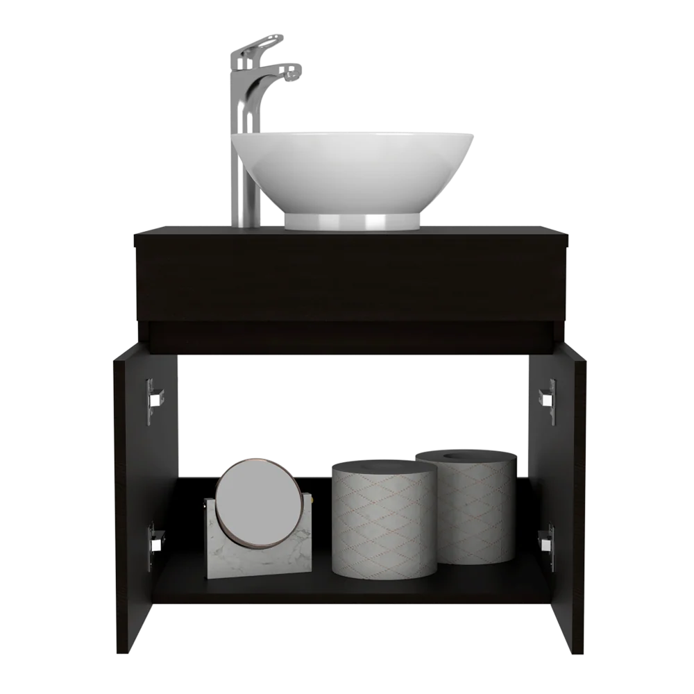 Mueble de Lavamanos Flotante Manchester, Wengues puertas batientes y repisa para colocar objetos de aseo Tuhome Furniture