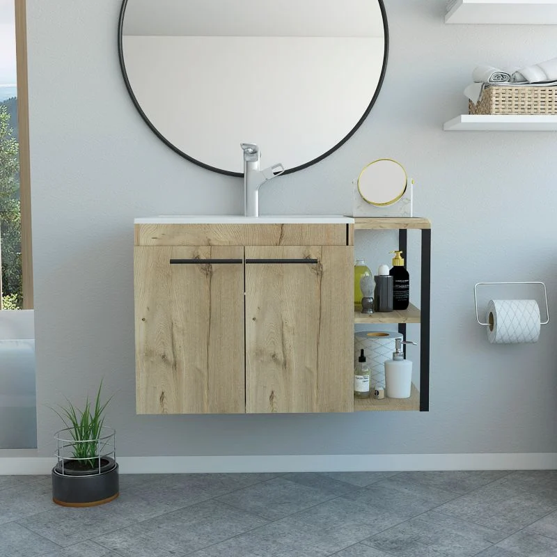 Mueble Lavamanos Khari, Duna, con dos puertas batientes y tres entrepaños Tuhome Furniture