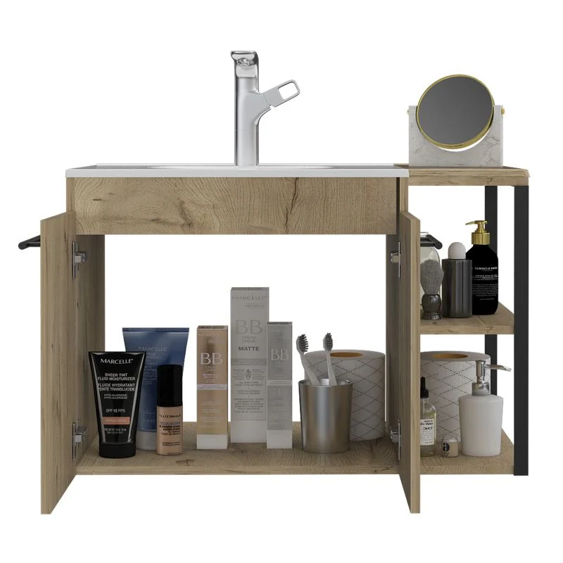 Mueble Lavamanos Khari, Duna, con dos puertas batientes y tres entrepaños Tuhome Furniture