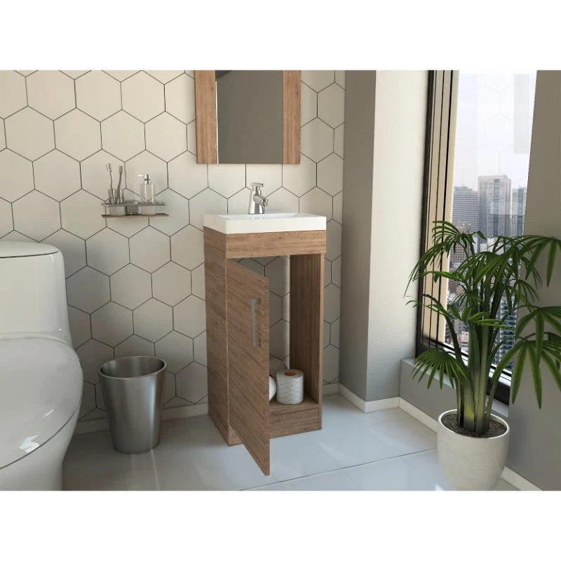 Mueble de Lavamanos Madrid, Miel, con una puerta abatible Tuhome Furniture