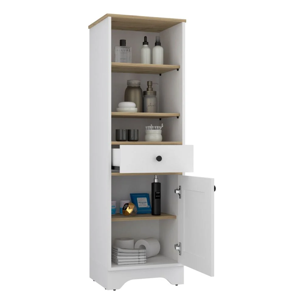 Mueble Optimizador Bath Bi, Duna y Blanco, con un cajón deslizable y una puerta batiente Tuhome Furniture