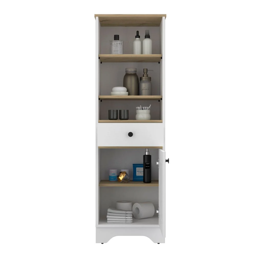 Mueble Optimizador Bath Bi, Duna y Blanco, con un cajón deslizable y una puerta batiente Tuhome Furniture