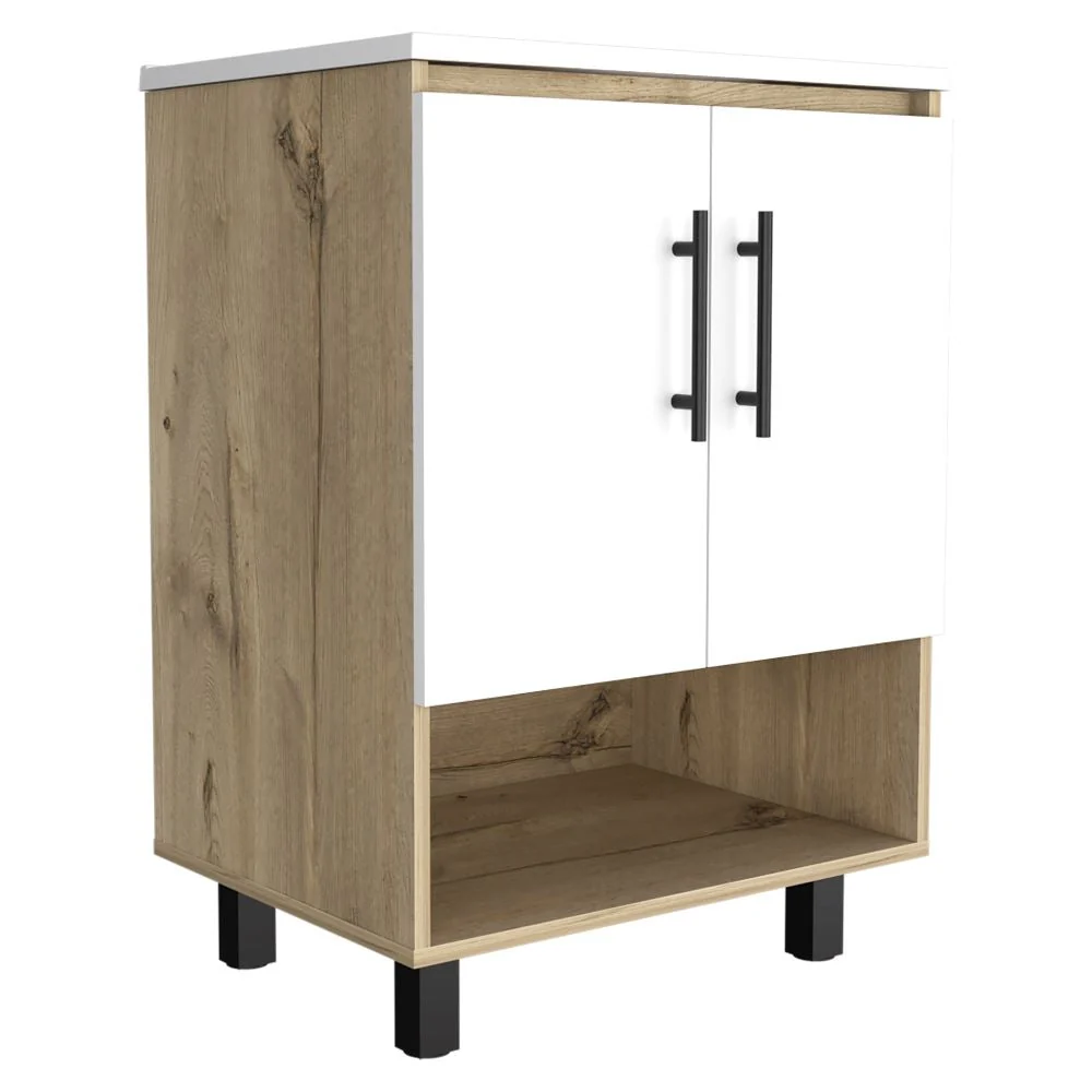 Mueble Optimizador Lavamanos Bath Bi, Duna y Blanco, con lavamanoss puertas batientes y un entrepaño Tuhome Furniture