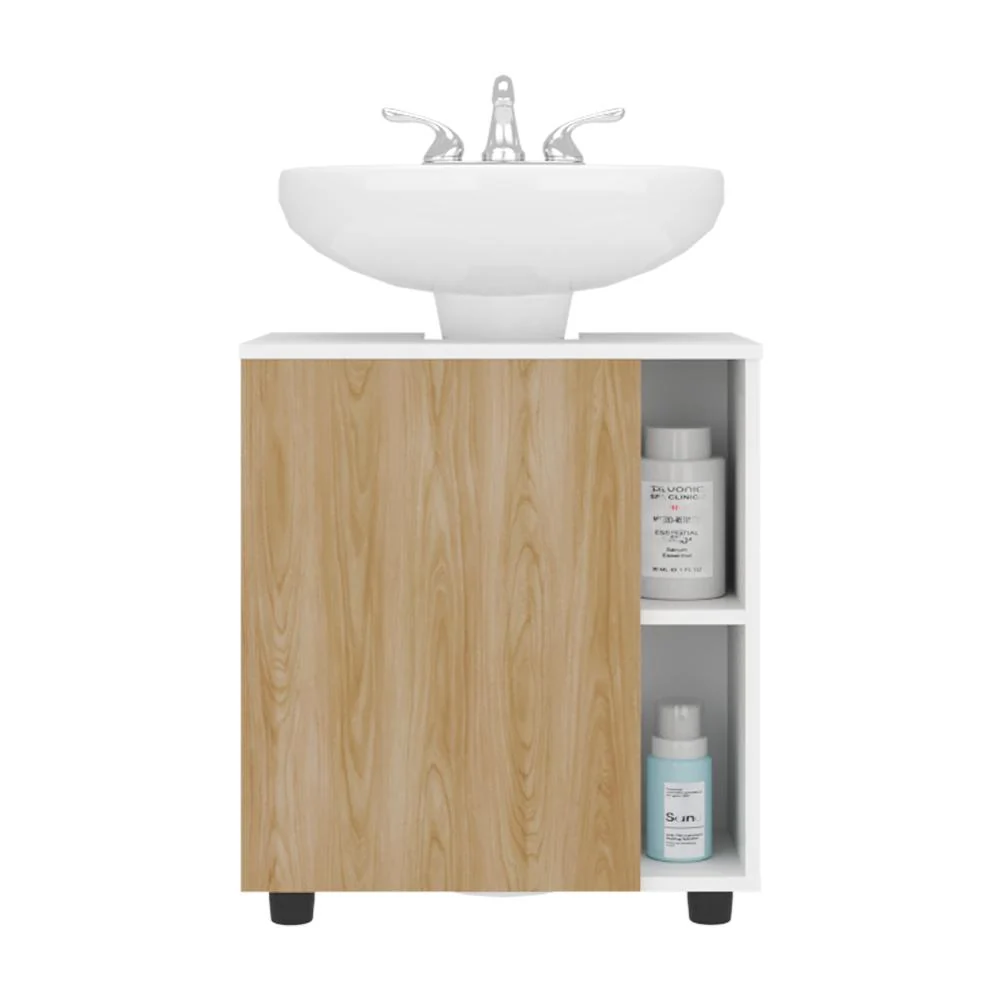 Mueble Para Lavamanos Pascuale Una Puerta, Blanco Y Fresno Tuhome Furniture