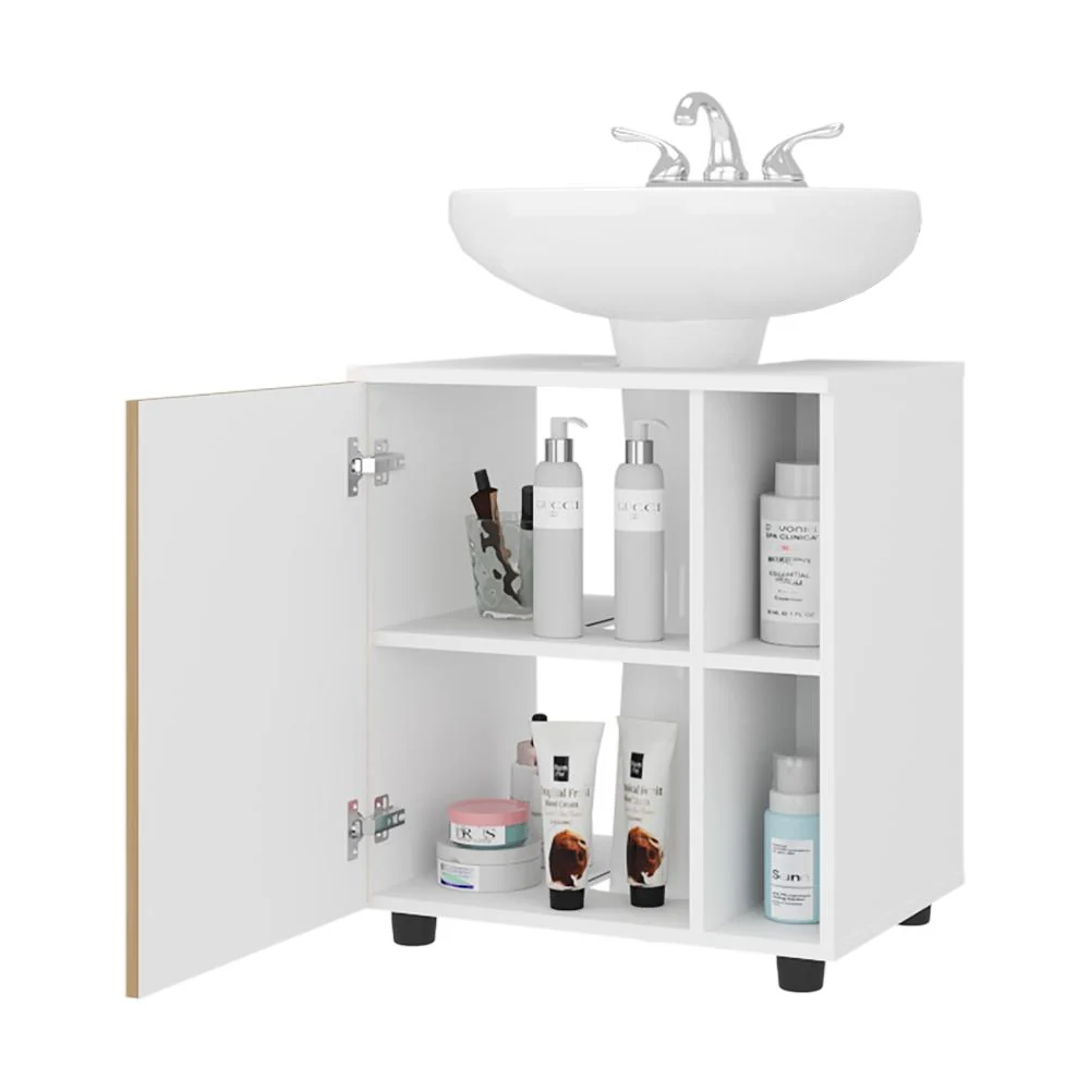 Mueble Para Lavamanos Pascuale Una Puerta, Blanco Y Fresno Tuhome Furniture