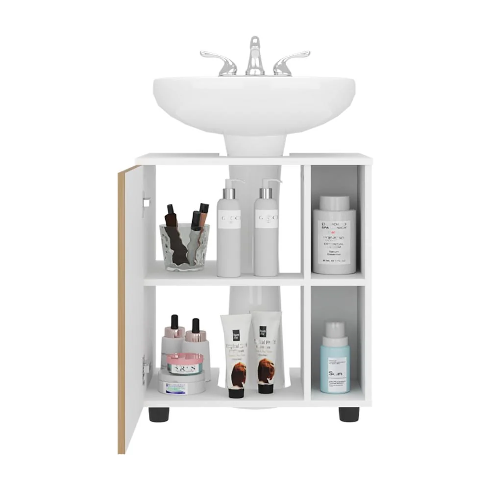 Mueble Para Lavamanos Pascuale Una Puerta, Blanco Y Fresno Tuhome Furniture