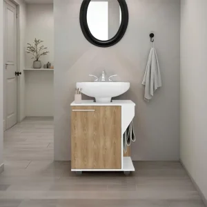 Mueble Para Lavamanos Phillips Una Puerta, Blanco Y Fresno Tuhome Furniture