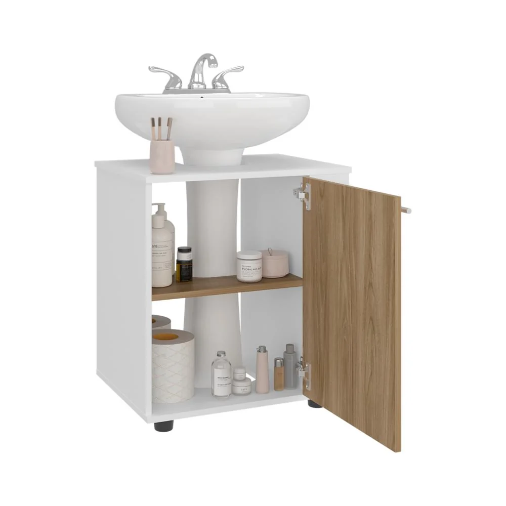 Mueble Para Lavamanos Phillips Una Puerta, Blanco Y Fresno Tuhome Furniture