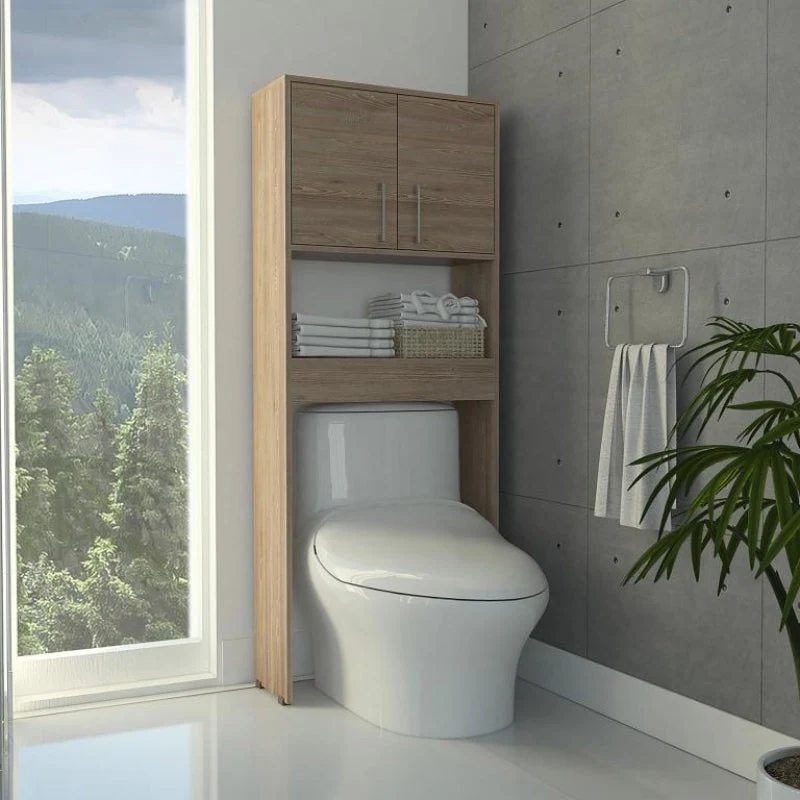 Optimizador de Baño Barcelona, Miel, con dos puertas batientes y varios entrepaños para colocar objetos de aseo Tuhome Fur...