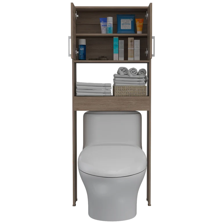 Optimizador de Baño Barcelona, Miel, con dos puertas batientes y varios entrepaños para colocar objetos de aseo Tuhome Fur...