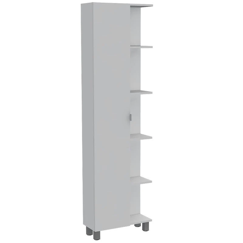 Optimizador Baño Bath, Blanco, con puerta batiente y cinco entrepaños para colocar objetos de aseo Tuhome Furniture
