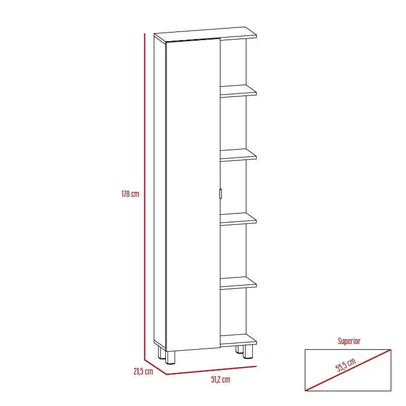 Optimizador Baño Bath, Blanco, con puerta batiente y cinco entrepaños para colocar objetos de aseo Tuhome Furniture