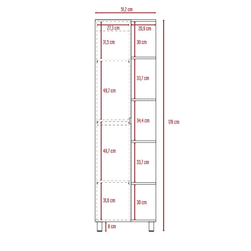 Optimizador Baño Bath, Blanco, con puerta batiente y cinco entrepaños para colocar objetos de aseo Tuhome Furniture