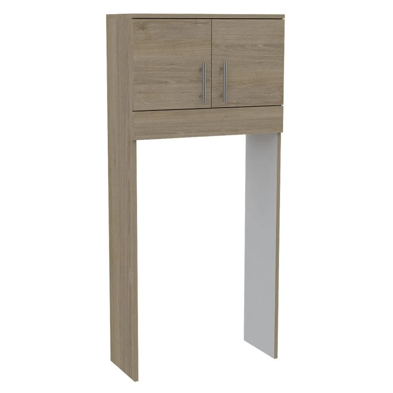 Optimizador Baño Bath, Rovere y Blanco, con dos puertas batientes y varios entrepaños para colocar objetos de aseo. Tuhome...