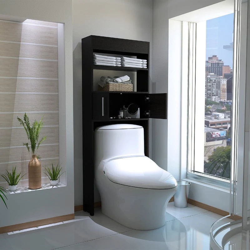 Optimizador de Baño Madrid, Wengue y Negro, ideal para ahorrar espacio Tuhome Furniture
