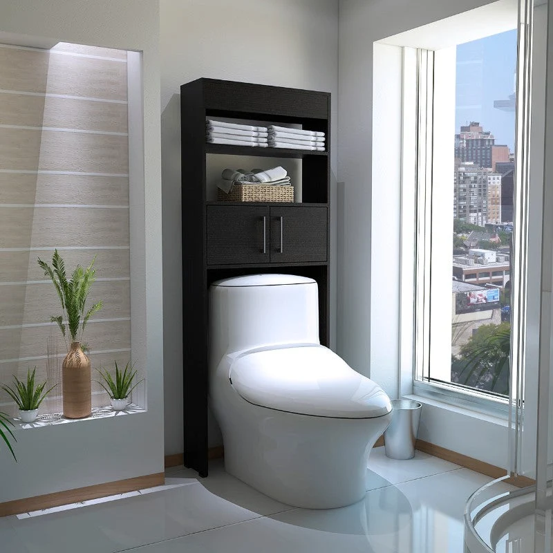 Optimizador de Baño Madrid, Wengue y Negro, ideal para ahorrar espacio Tuhome Furniture