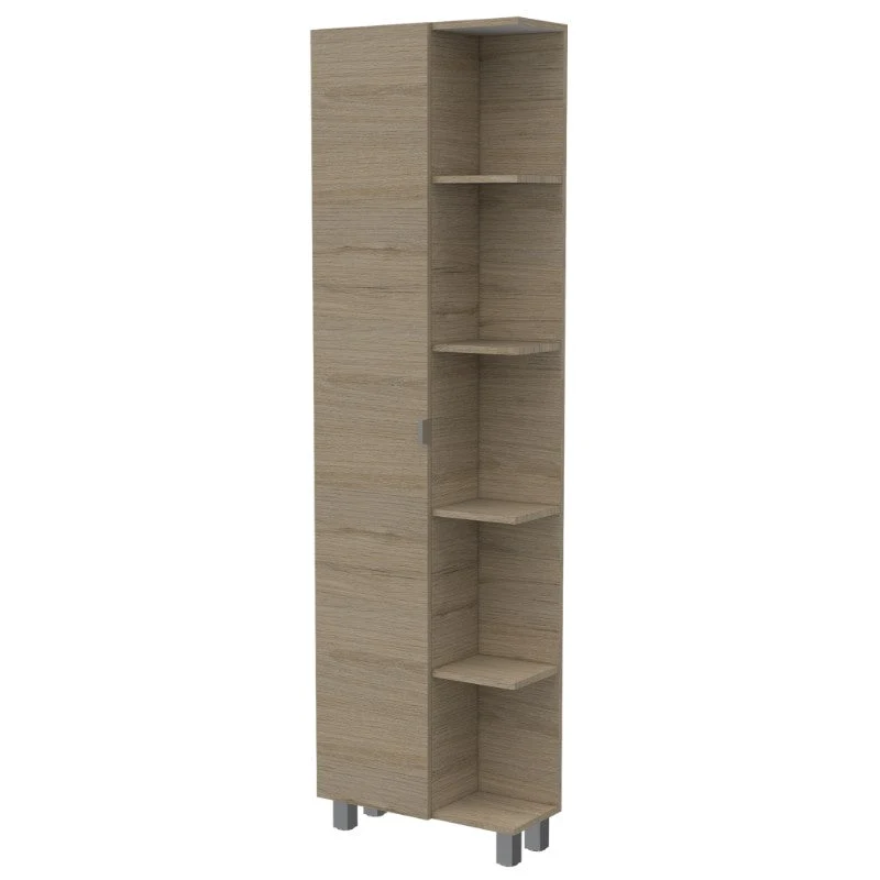 Optimizador Bath 300, Rovere y Blanco, con dos puertas batientes y varios entrepaños Tuhome Furniture