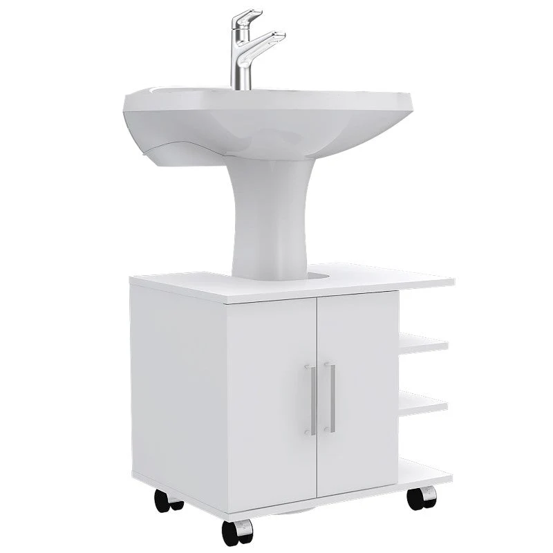 Optimizador Lavamanos Bath, Blanco, con dos puertas batientes y rodachines para su fácil desplazamiento Tuhome Furniture