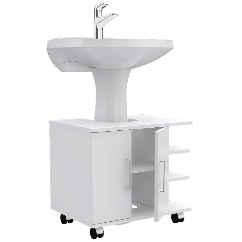 Optimizador Lavamanos Bath, Blanco, con dos puertas batientes y rodachines para su fácil desplazamiento Tuhome Furniture