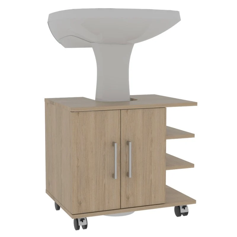 Optimizador Lavamanos Bath, Rovere y Blanco, con rodachines para su fácil desplazamiento Tuhome Furniture