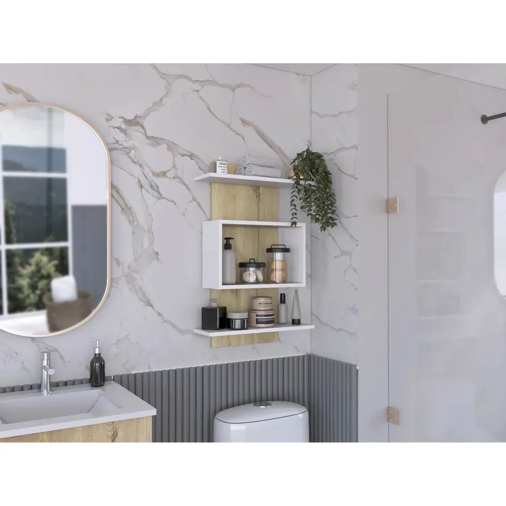 Repisa Organizadora De Baño Massana, Duna Y Blanco Tuhome Furniture