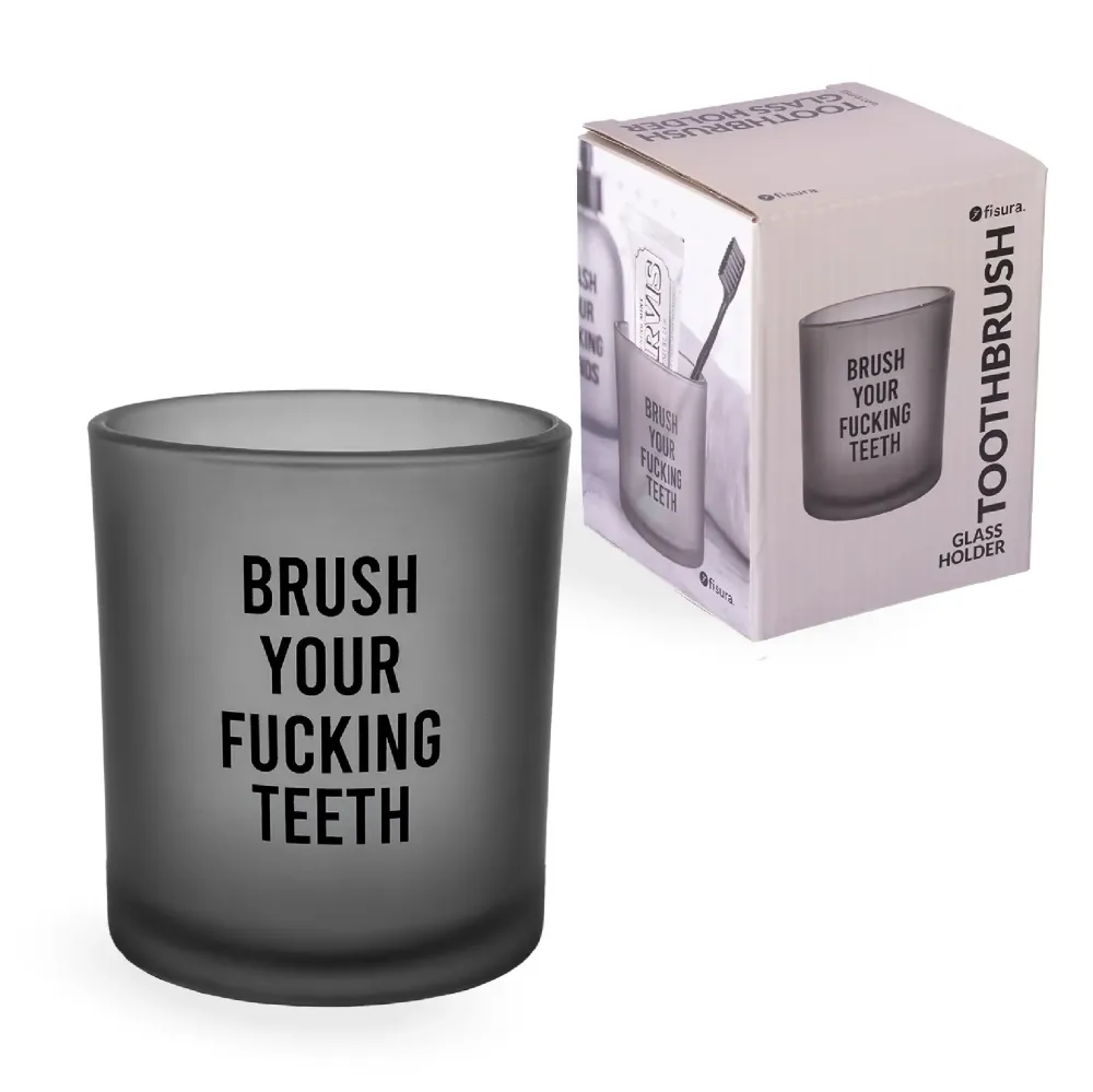 Vaso para cepillo de dientes “Brush your fucking teeth” para Baño Moderno