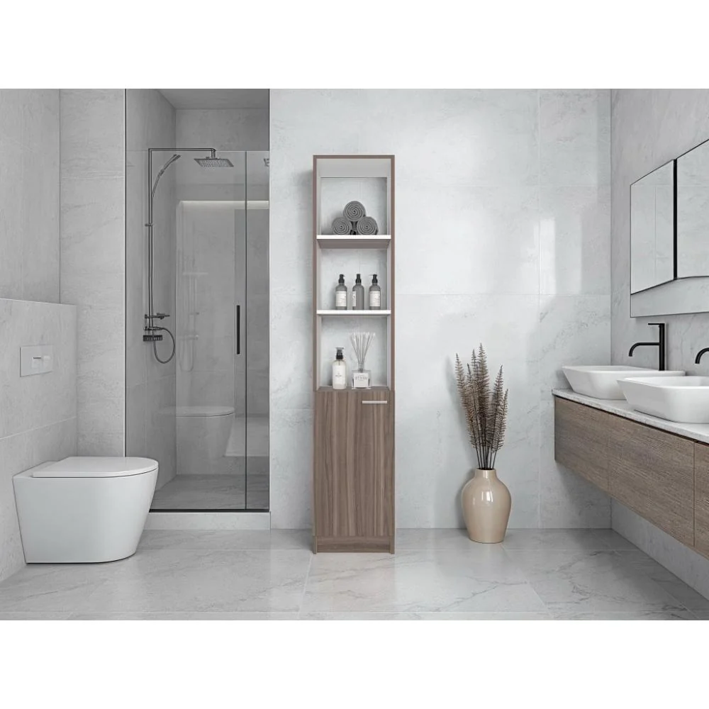 Organizador de Baño Aqua, Avellana y Blanco, con Variedad de Entrepaños ZF Virtual Muebles ZF