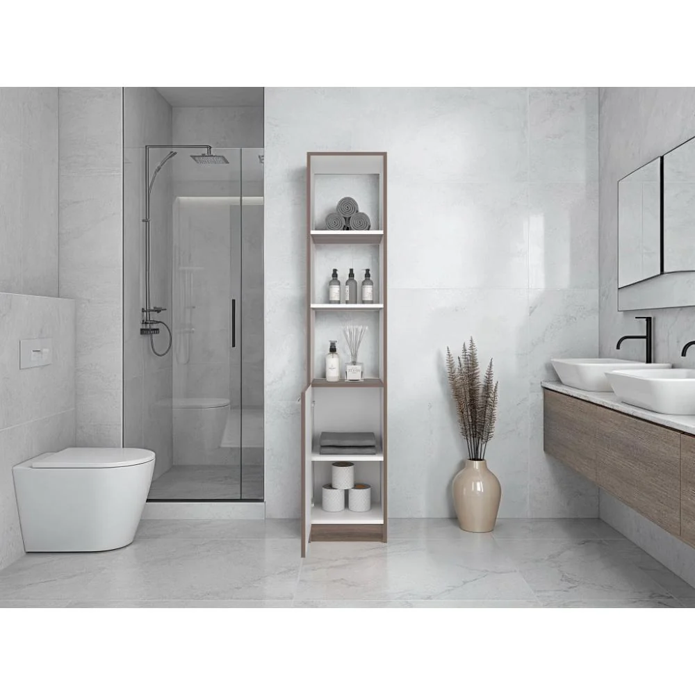Organizador de Baño Aqua, Avellana y Blanco, con Variedad de Entrepaños ZF Virtual Muebles ZF