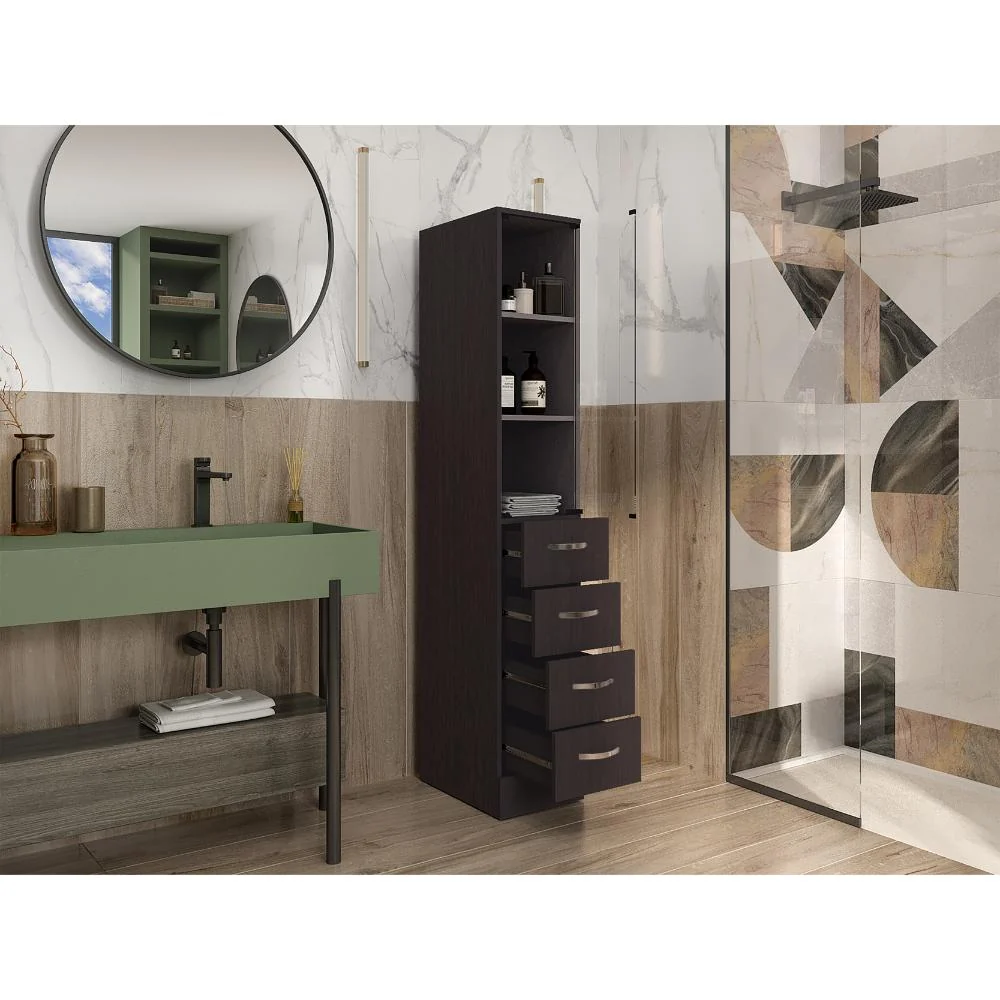 Organizador de Baño Picasso, Wengue, con Cuatro Cajones Deslizables ZF Virtual Muebles ZF