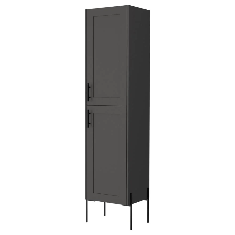 Organizador de Baño Weist, Plata Oscuro, con patas metálicas en color negro Virtual Muebles ZF